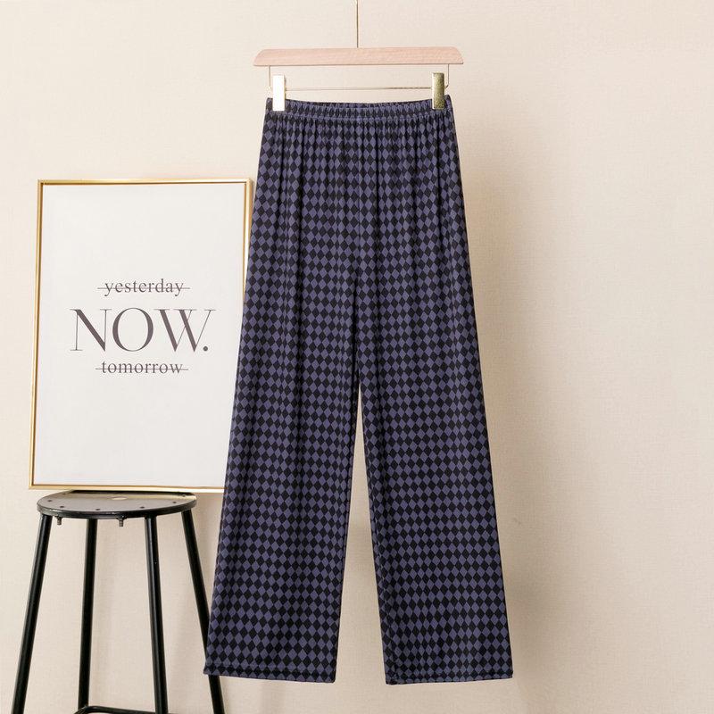 Women's High-Waist Plaid Wide-Leg Pants - Summer Slim Fit, Lightweight, Casual Drape Design