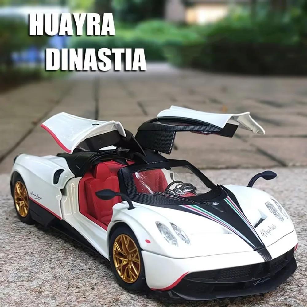 1/24 Pagani Huayra Dinastia Diecast Alloy Car Model Toys 4 Door Opened Sound And Light Pull Back Sports Vehicles For Child Gifts