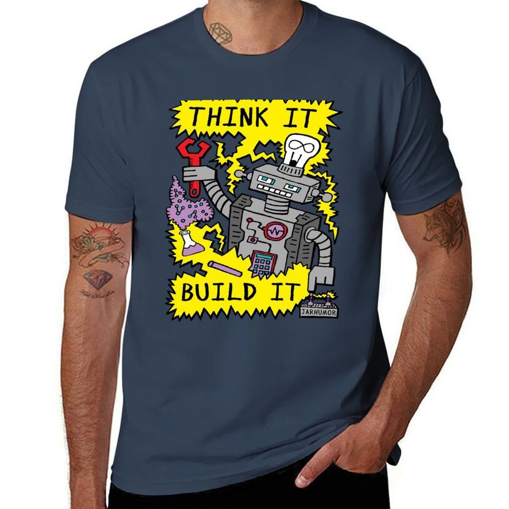 Think Build Robot TShirt t shirts for man slim fit anime t shirts for man TShirt