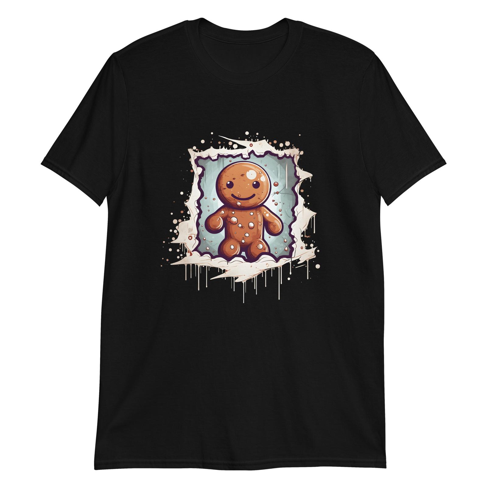 Happy Gingerbread Man Pops Out T-Shirt Mens Womens Tees Top M