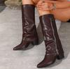 Women's Retro Round Toe Heel Mid-Calf Boots