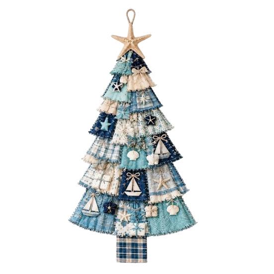 Decorative Mantel Accent for Holidays Christmas Handmade Door Hanging Kit, Patchwork Tree Decoration DIY Sewing Oversized Silhouette Ornament
