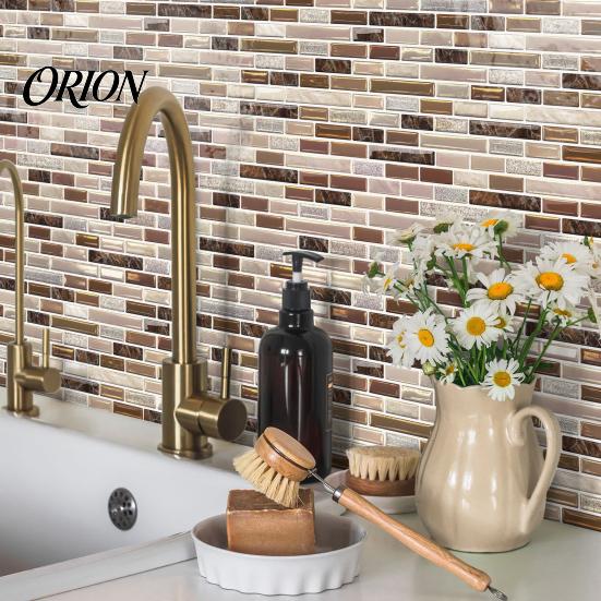 Self-adhesive Mosaic Wall Tiles 3D Gel Faux Stickers, Easy Peel & Stick Backsplash Tile Removable Vintage Brick Wallpaper for Kitchen, Living