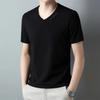 Men's Casual and Fashionable V-neck Solid Color Short Sleeved T-shirt Breathable and Comfortable Summer Versatile Top