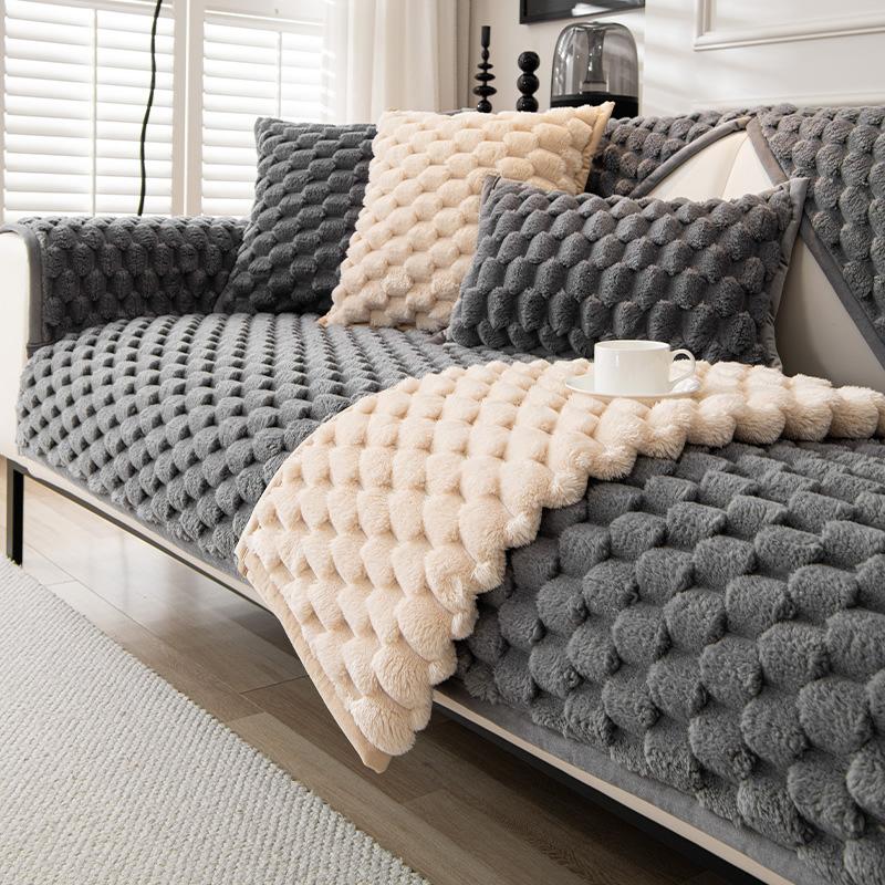 

Чехол на диван в скандинавском стиле с черепаховой спинкой, плюшевый плед, Нескользящий утолщенный чехол для гостиной, в форме печенья, диванная подушка, подлокотник, спинка, полотенце 110x240cm 1pcs