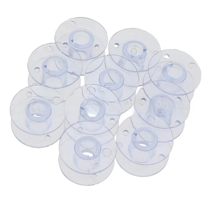 10Pcs Clear Plastic Sewing Bobbins Empty Thread Bobbins Spool Inserts for Thread Management Sewing Machine Accessories