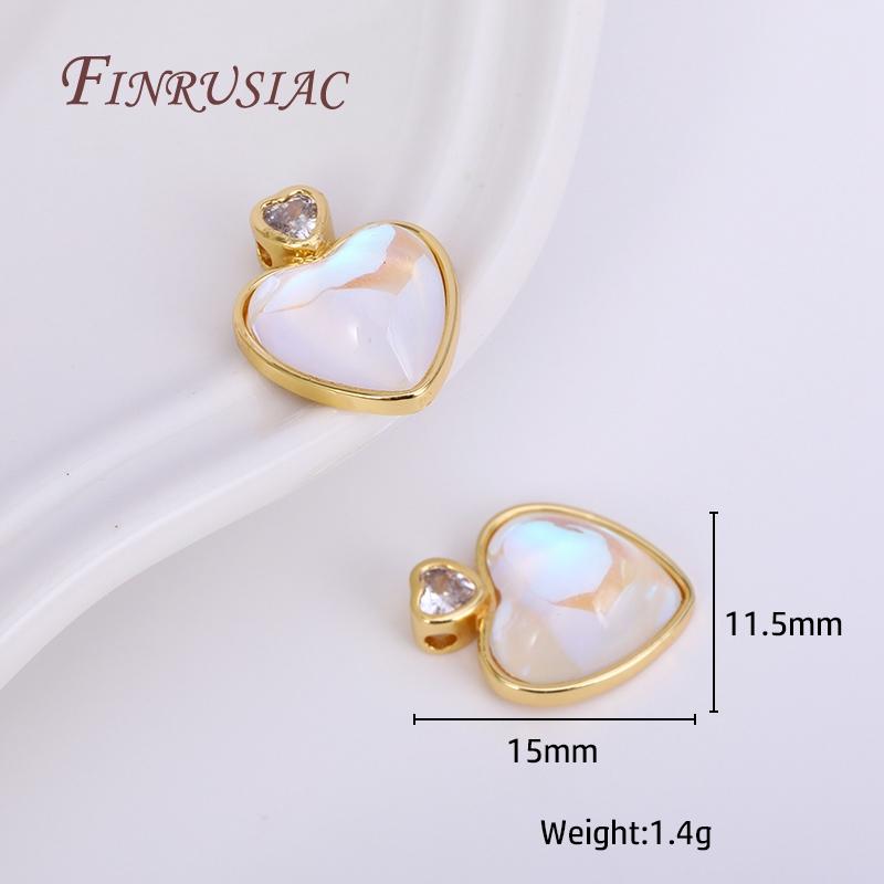18K Gold Plated Round/Square/Heart Epoxy Resin Gem Pendant For Pearl Necklace Making, DIY Craft Jewelry Making Supplies