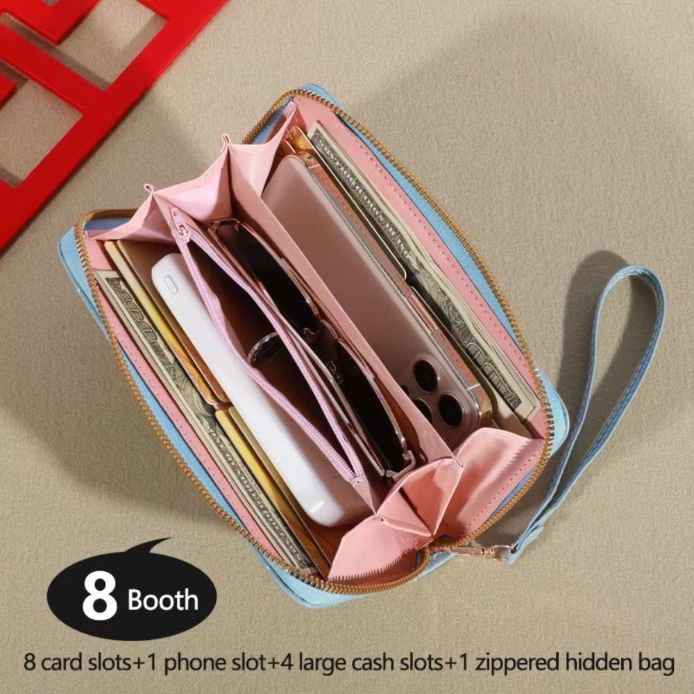 Solid Color Lady Wallet Long Quilted Clutch Bag Fashion Women's Wallet  Card Holder