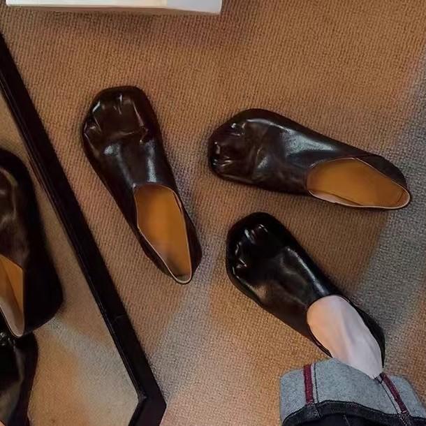 Sheepskin Niche Cat Claw Women's Shoes One Pedal Shallow Mouth Single Shoes Women's Flat Bottom Retro Mary Jane