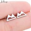 Small Stainless Steel Earrings Women Punk Jewelry Fashion Moon Leaf Scissors Snow Mountain Stud Earring Best Gift for Friends