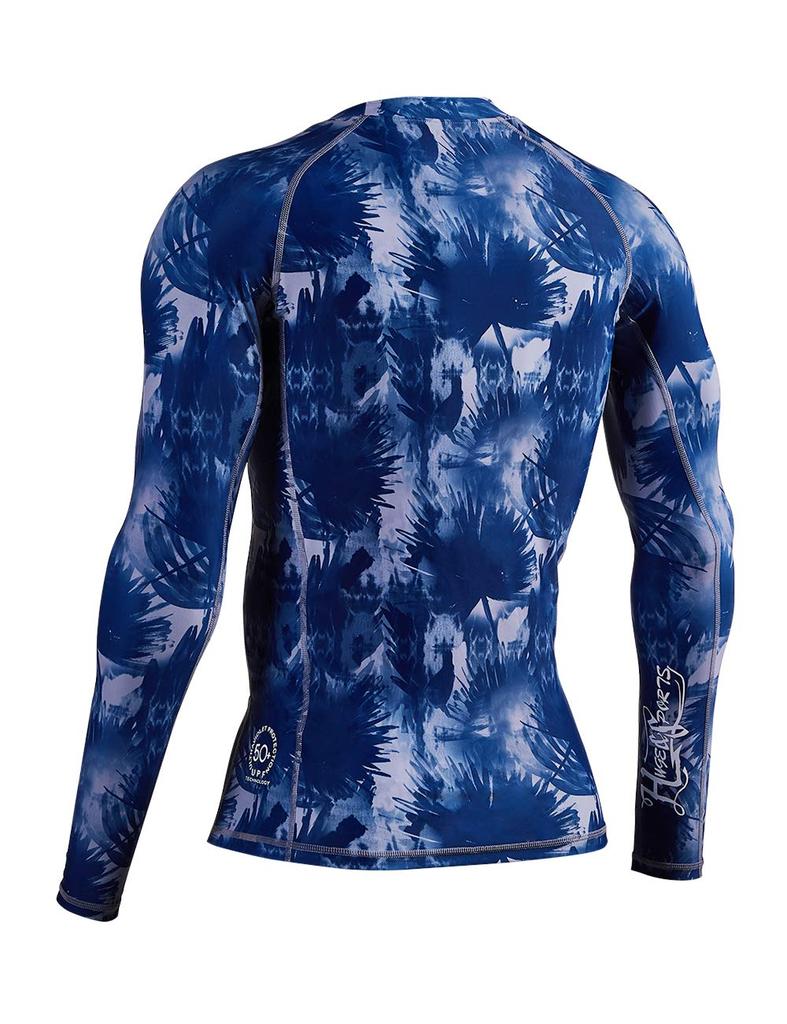 HUGESPORTS Men's Long Sleeve Rash Guard with UPF 50+ UV Protection (Banana Leaf, XS)
