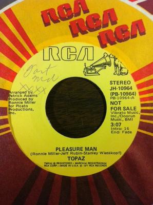 7inch Record TOPAZ - Pleasure Man JH10964PROMO RCA 1977 US Soul/Funk Used
