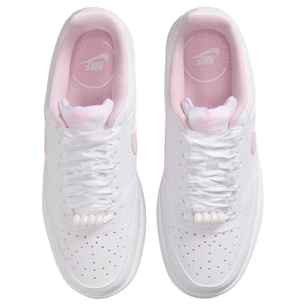 Nike Court Vision Atmungsaktive Unterstützung Niedrig geschnitten Skateboard-Schuhe Damen Rosa Weiß IB6652-101