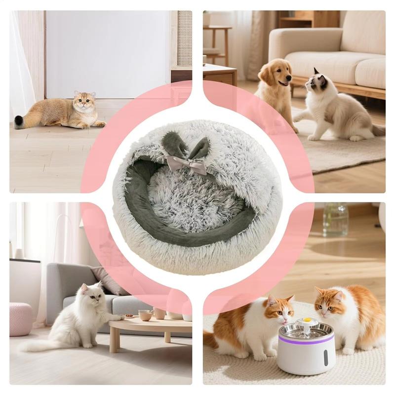 AS60-Cat Bed Cave Covered Cat Nest Small Dog Bed For Winter Animal Kitten Puppy Balcony