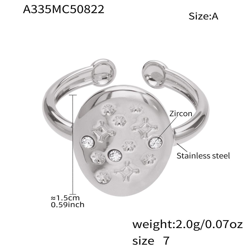 Oumaijia 18k Gold-Plated Geometric Zircon Pentagram Open Ring