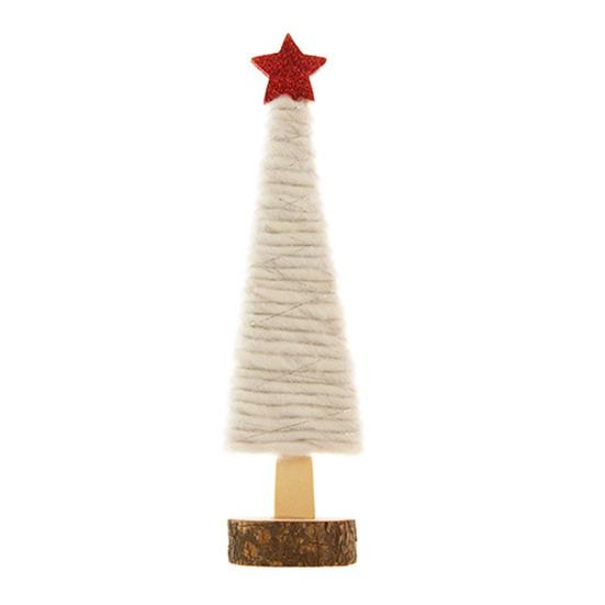 Yousheng Christmas Tabletop Decoration Plush Wool Felt Reindeer Santa Tree Figurine with Wooden Base for Winter Tiered Tray Mantel Decor