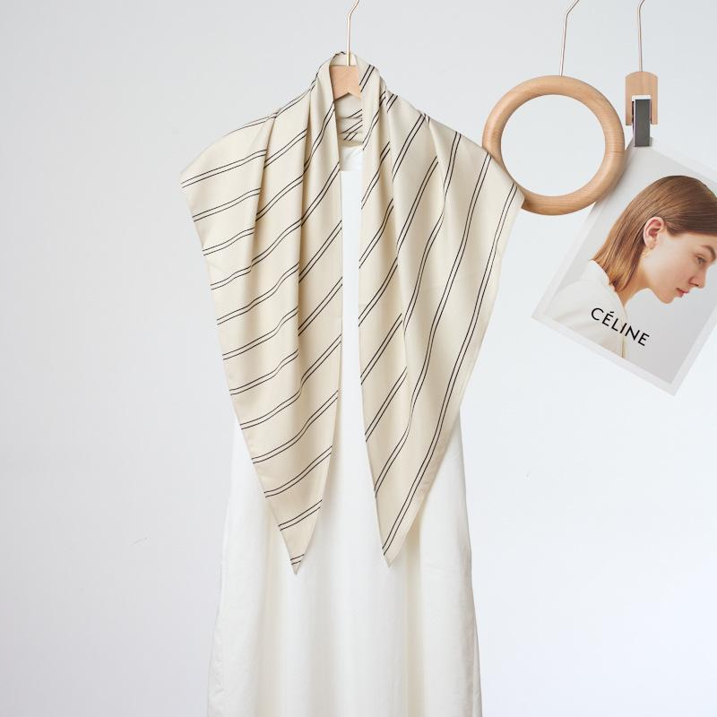 New fashion retro versatile striped triangle scarf women's fashion wear scarf old money style wear accessories silk scarf