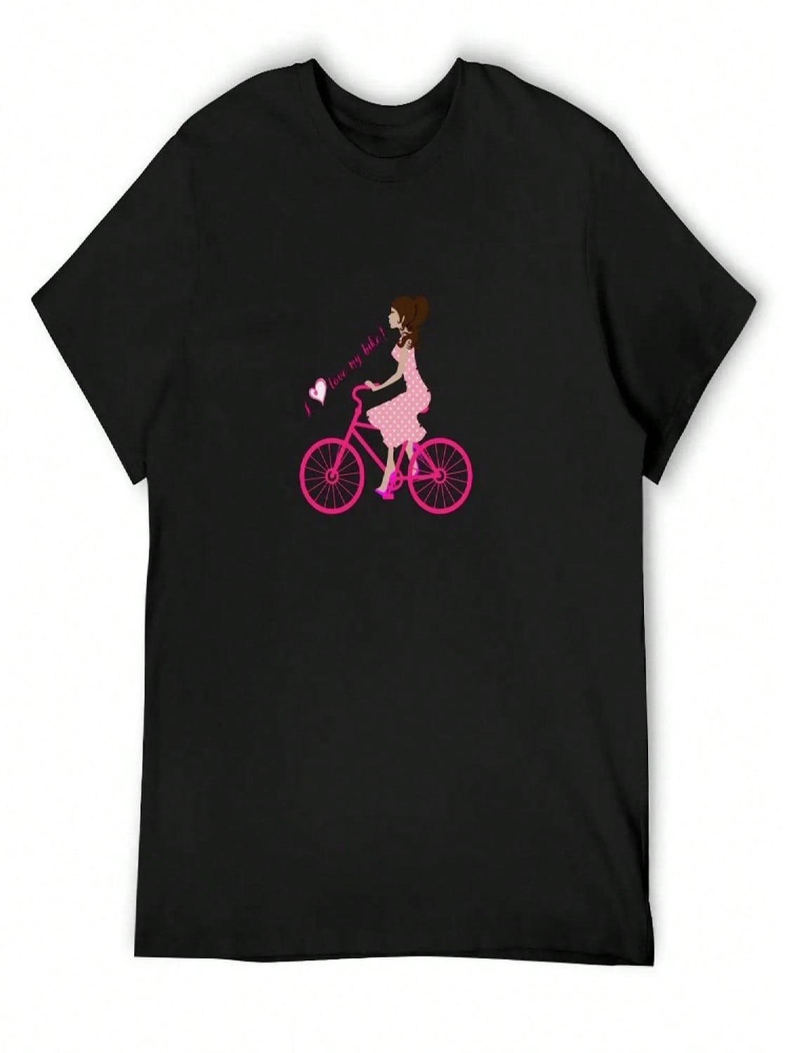 I Love My Bike I Love My Bike Woman Girl Pink T-Shirt Vintage Luxury Man Graphics Men s Cotton T-Shirt S разноцветный