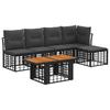Garden Sofa Set 6 Pieces Black and Dark Grey Poly Rattan