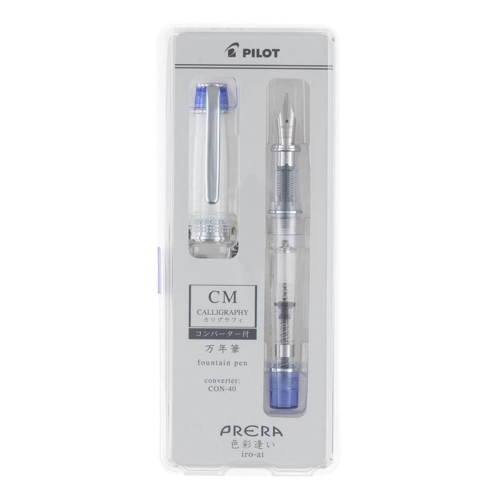 Pilot Prera Iro-Ai Transparent Blue Calligraphy Fountain Pen CM Nib with CON-40