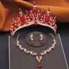 Gorgeous Water Drop Tiaras Bridal Crown with Necklace Earring Sets Wedding Bride Jewelry Set for Women Party Birthday Gifts