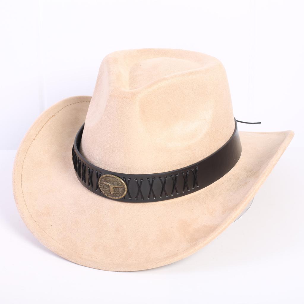 Popular European and American Classic Suede Western Cowboy Hat Men's and Women's Fashion LO Style Peach Heart Cowboy Hat
