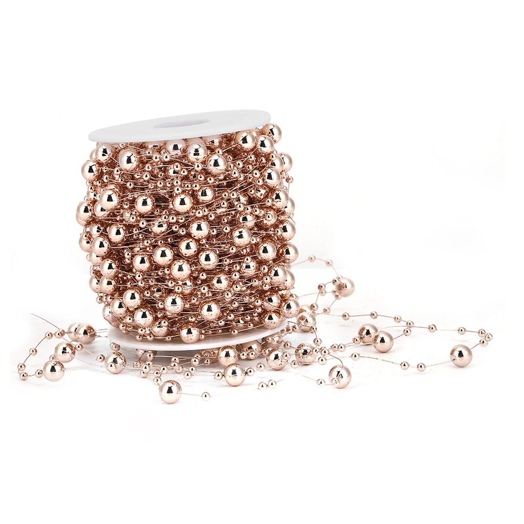 30M Roségold ABS Imitationsperlen Schnur Perlenkette für DIY Bastelgirlande Hochzeitsmittelstücke