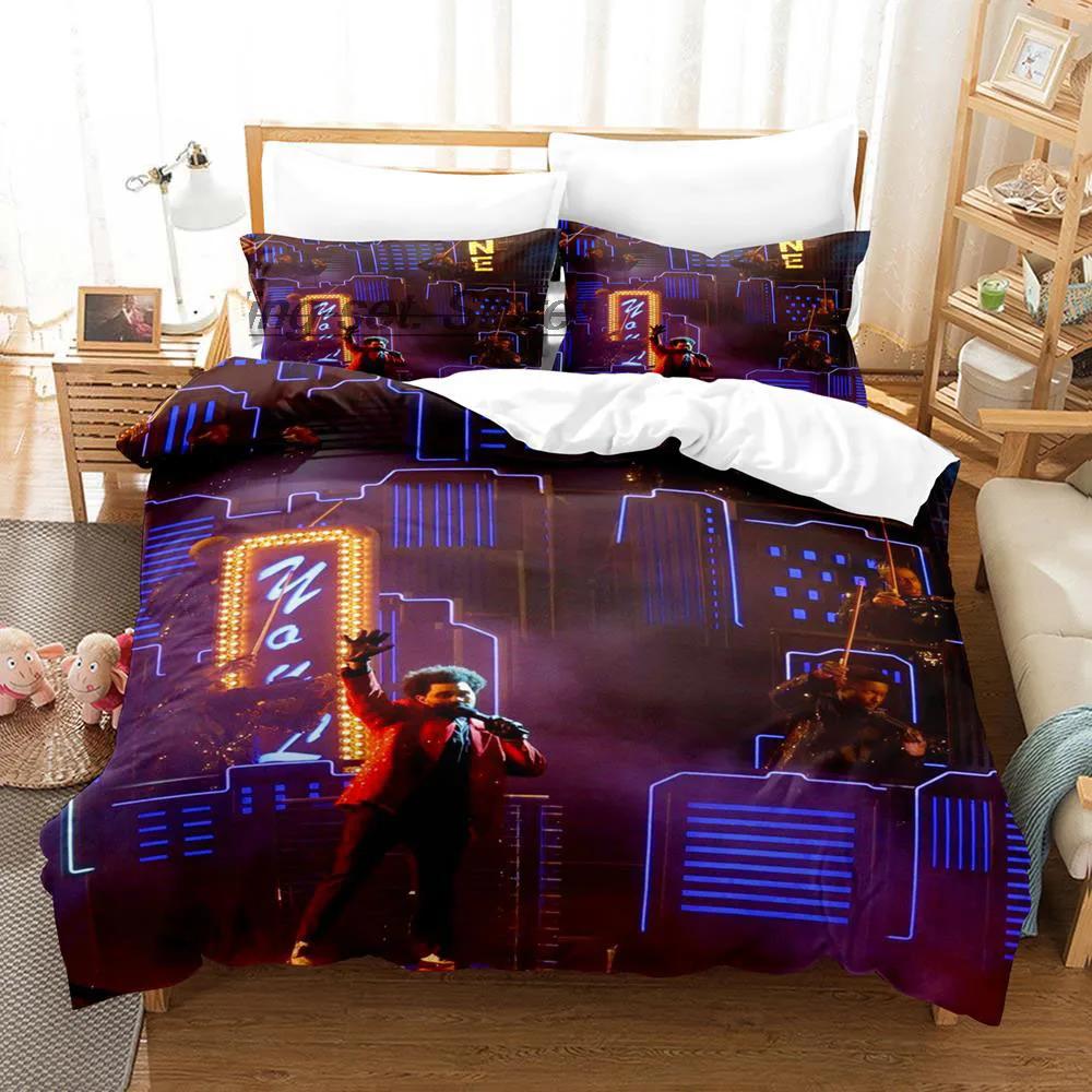 

Xo The Weeknd Постельное белье Односпальное Двуспальное Размер Квинсайз Кингсайз Комплект простыней с 3D-принтом для спальни Новое пододеяльник Кровать EU single(135x200cm)