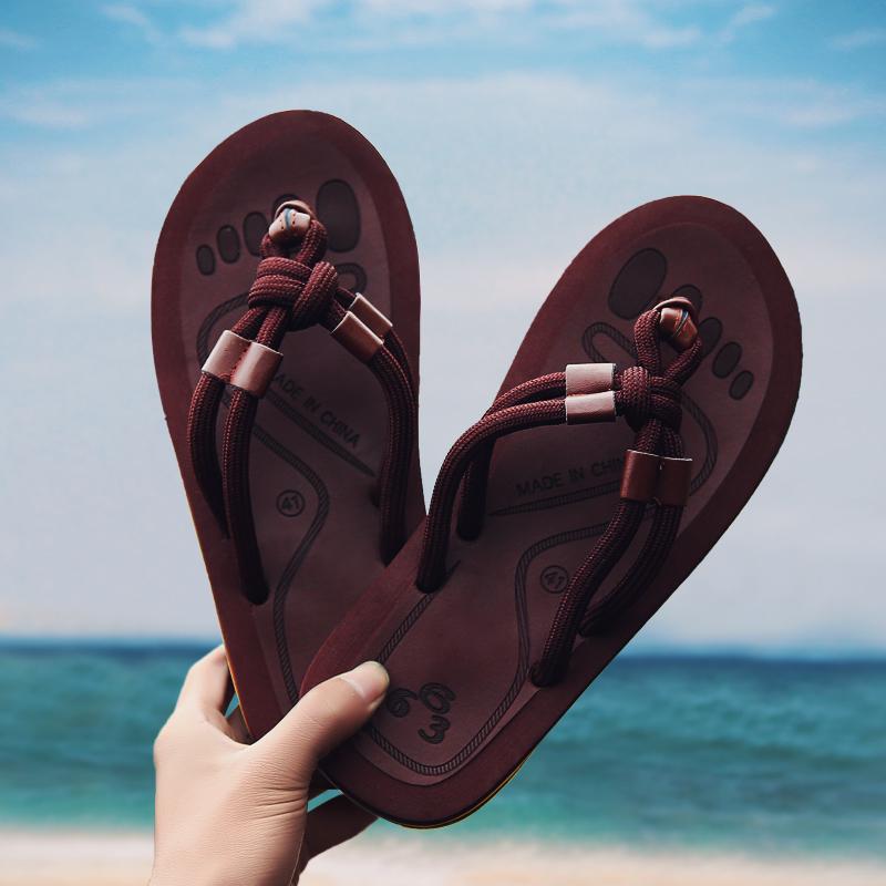 Buy Men Slippers Outdoor Breathable Flip Flops Fashion Flat Shoes Indoor Vacation at affordable