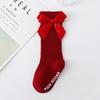 Red Bow Tie Knee High Tube Socks Girls' Christmas Stockings Infants Toddlers Soft Cotton Children Non Slip Floor Socks Baby Gift