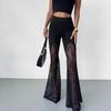 Women's Black Lace Sexy Flare Mesh Pants