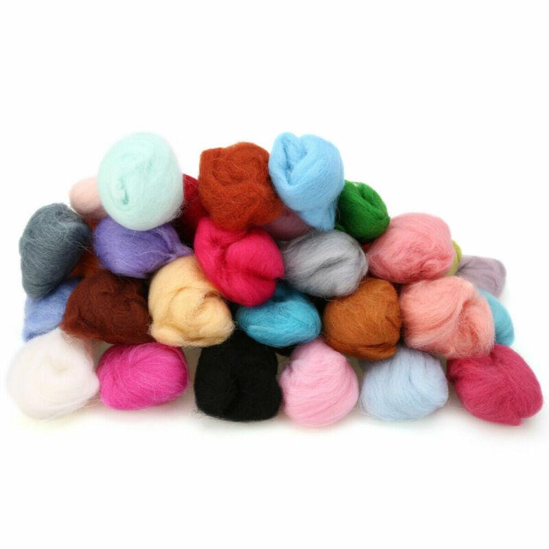 Multi Color Wool Felt Fibre for DIY Doll Needle Felting Wool Hand Spinning Needlework Raw Wool Roving