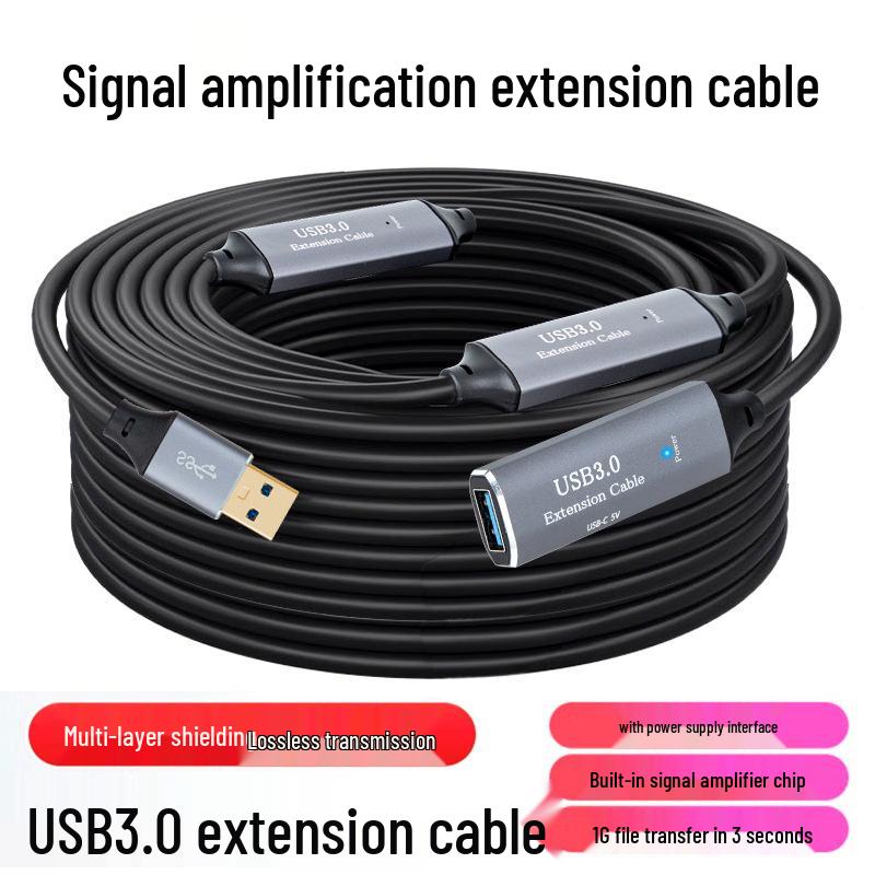 

USB 3.0 Extension Cable, Male to Female, for Mouse, Keyboard, U Disk, with Signal Amplifier, High-Speed Data Transmission, 5m. 5 meters
