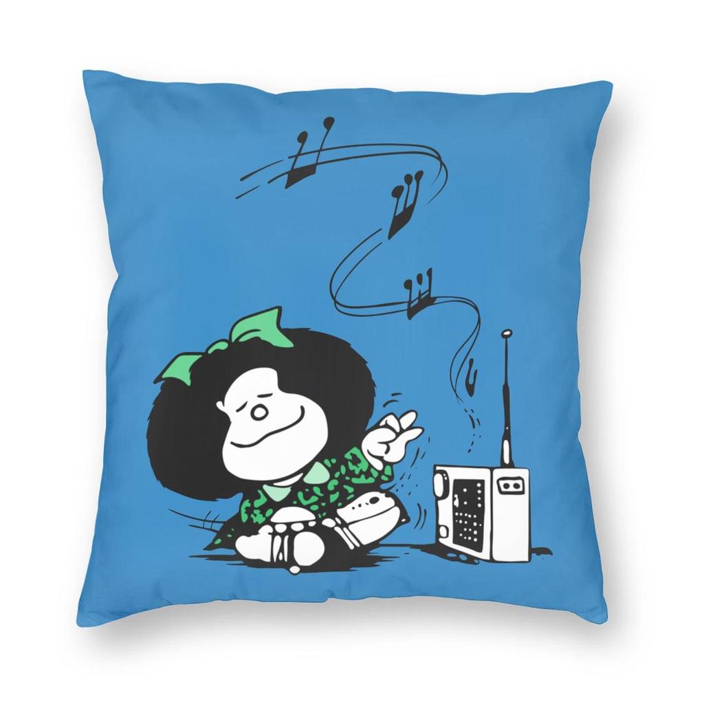 Federa Cuscino Mafalda Cartone Animato Poliestere Stampato Copricuscino Decorazioni Copricuscino da Lancio Casa con Cerniera