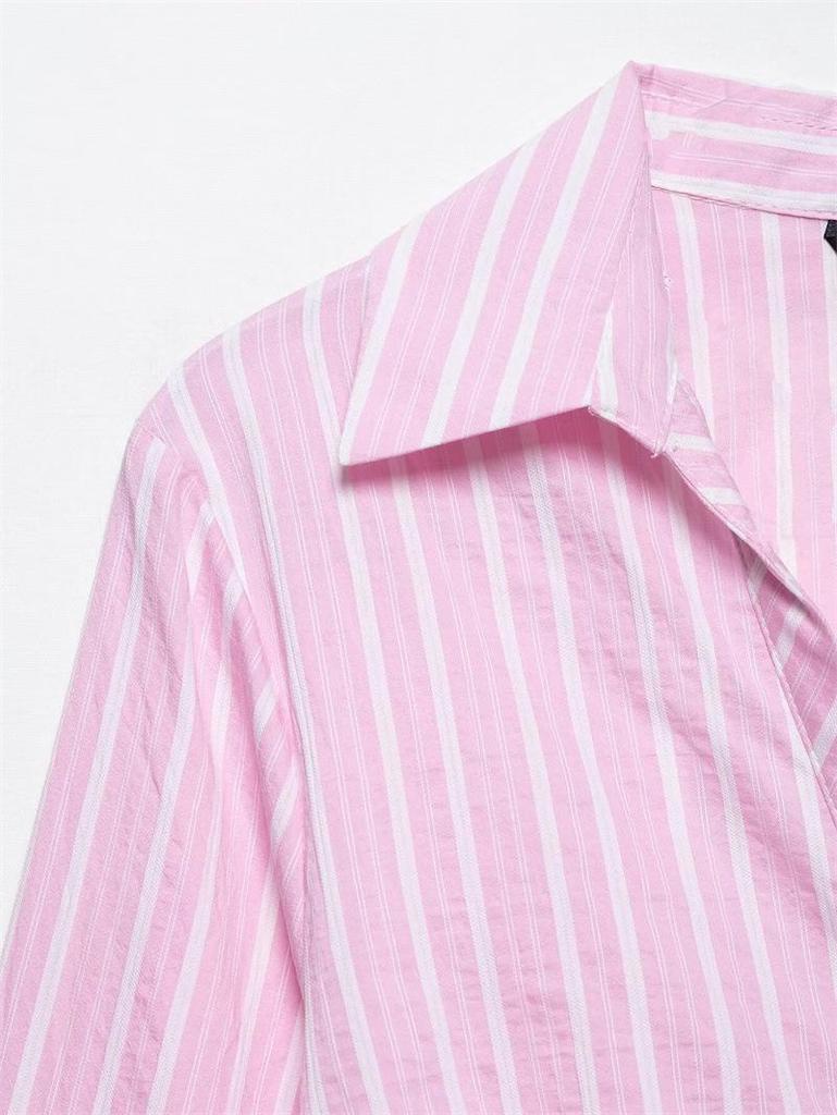 TAOP&ZA Summer Women's Striped V-Neck Long Sleeve Loose Dress