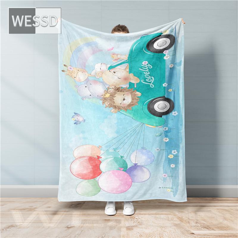 Kawaii Children Cartoon Blanket Animal Flannel Fleece Blanket Super Soft Nordic Bed Cover Bedspread Cute Gift