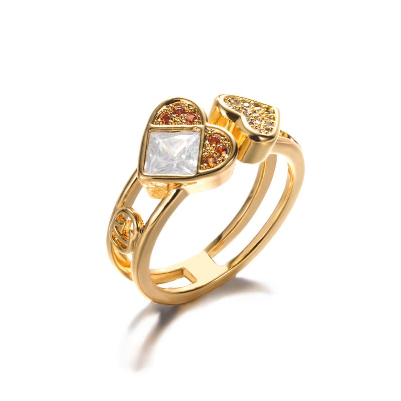 Romantic Heart Zirconia Women s Ring Stainless Steel Gold-Plated Crown Party Valentine s Day Jewelry Ring Gift