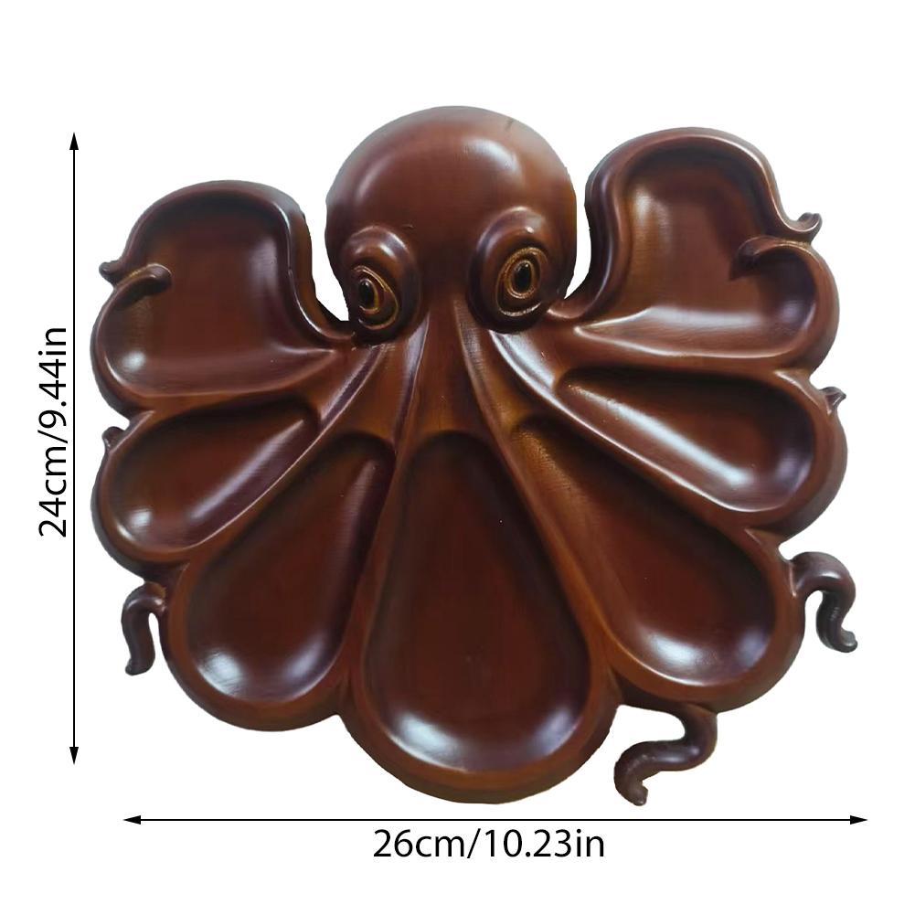 Octopus Design Wood Novelty Unique Serving Tray Board for Cheese Meats & Fruit Ocean Themed Party Food Tray for Seafood Lovers