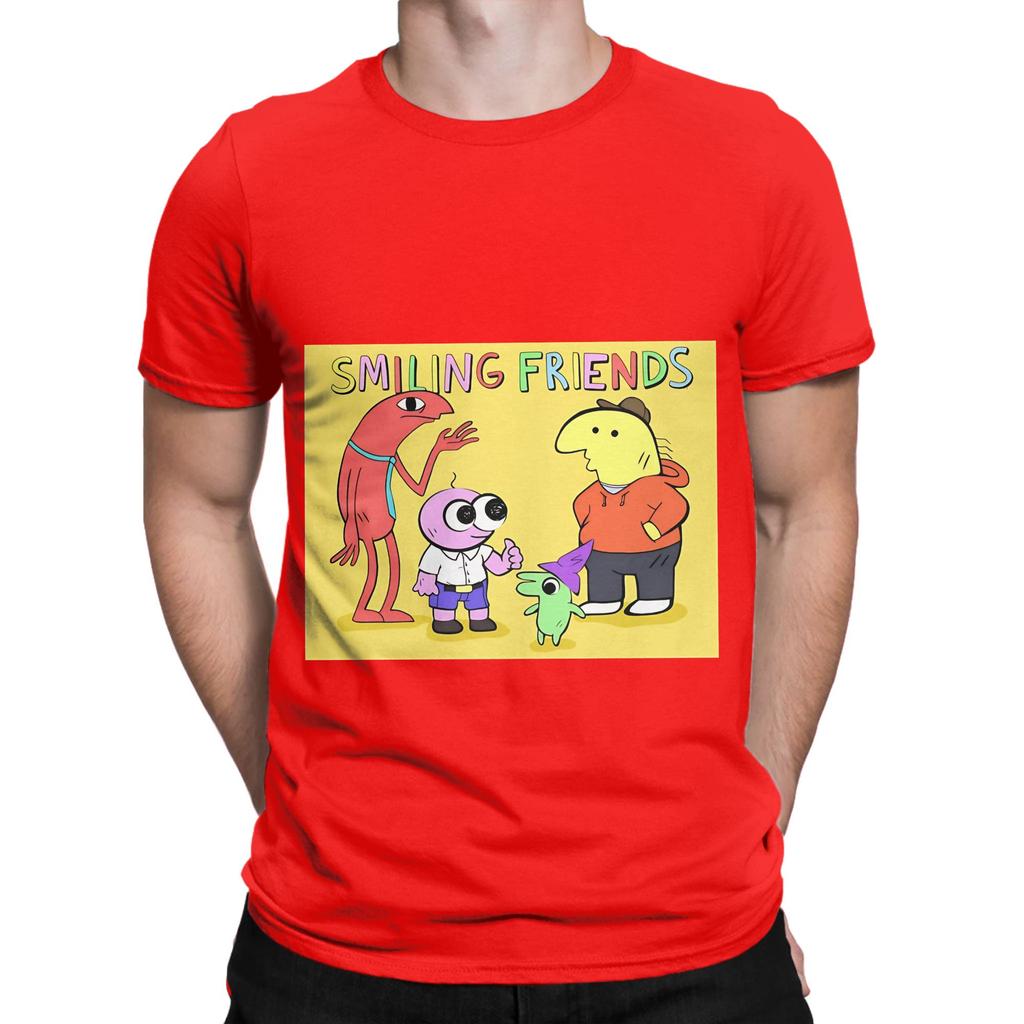 Smiling Friends Group yellow Graphic Funny 100 Cotton TShirt Smiling Friends Season 2 Tops Tees For Unisex