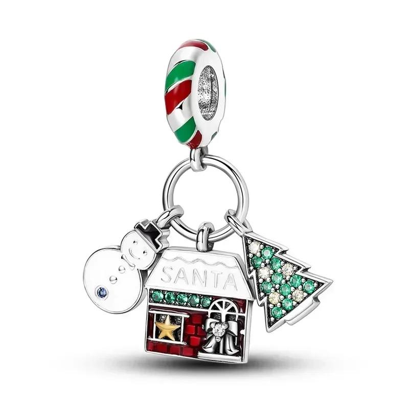 Christmas Charms Copper Christmas Tree Santa Claus Ice Boot Snowflake Pendant Beads Fit Bracelet Diy Jewelry