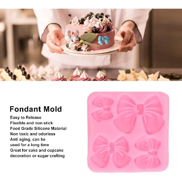 Bows Soap, 3D Silicone Mat Chocolate Cake Fondant Baking Making Clay Ice DIY Hard Gummy Cube Tray Set Decoration Handmade Craft for Kids