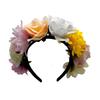 Colorful Rose Flower Headband for Music Festival Artificial Flower Wreath Hairhoop Wedding Bride Dressingup Accessory