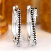 Chic Silver Color Cross Two Tone Zircon Huggie Earrings for Women Daily Wear and Party
