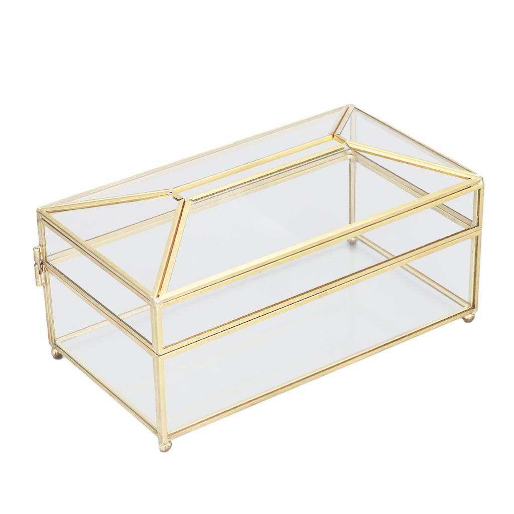 Decorative Glass Napkin Storage Box Fashionable Exquisite Transparent Glass Tissue Box for Home