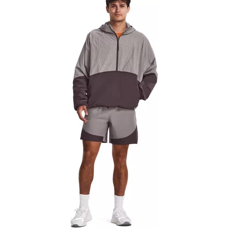 Under Armour Rush Colorblock Half-Zip Web-Hoodie Herren Trainingssportbekleidung Oberteile Grau 1379678-294