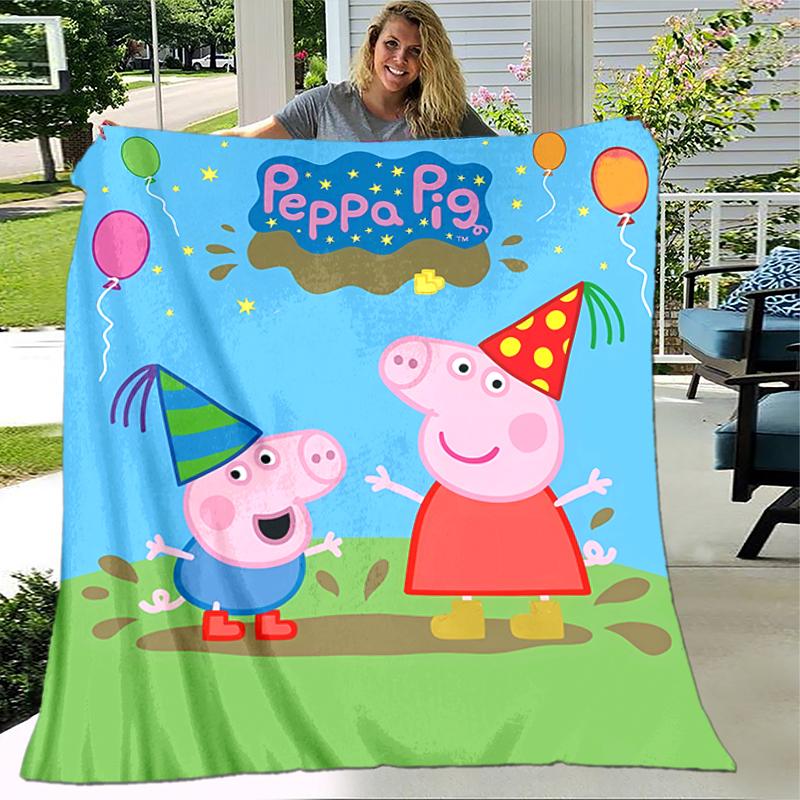 1pc Blanket Peppa Pig1 Print Design, Lightweight Blanket for Sofa, Bed- Soft &Warm, Gift for All Seasons like Christmas, Halloween