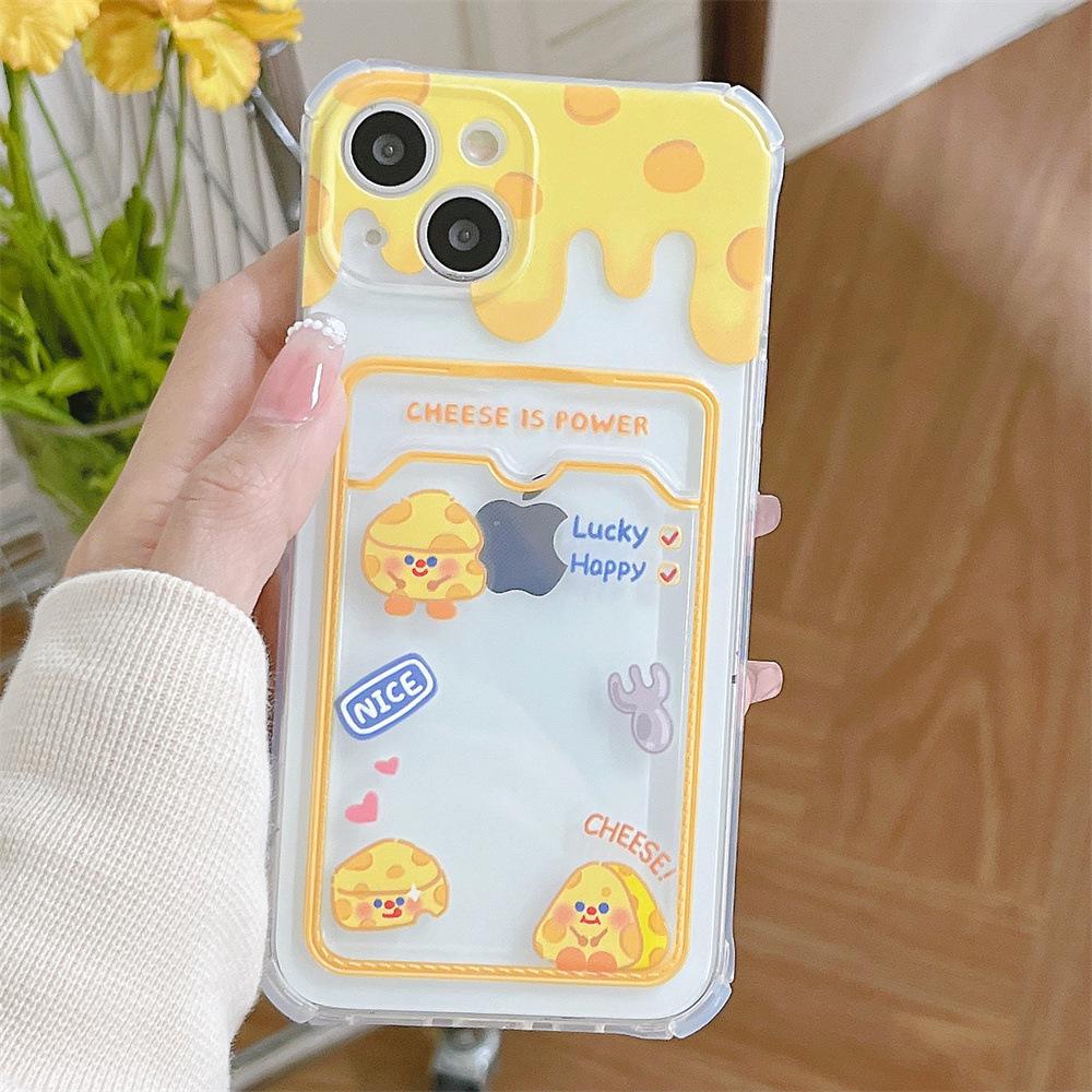 Adorable Cheese Expression Phone Case for iPhone 11/12, XR/XS Max - Card Holder