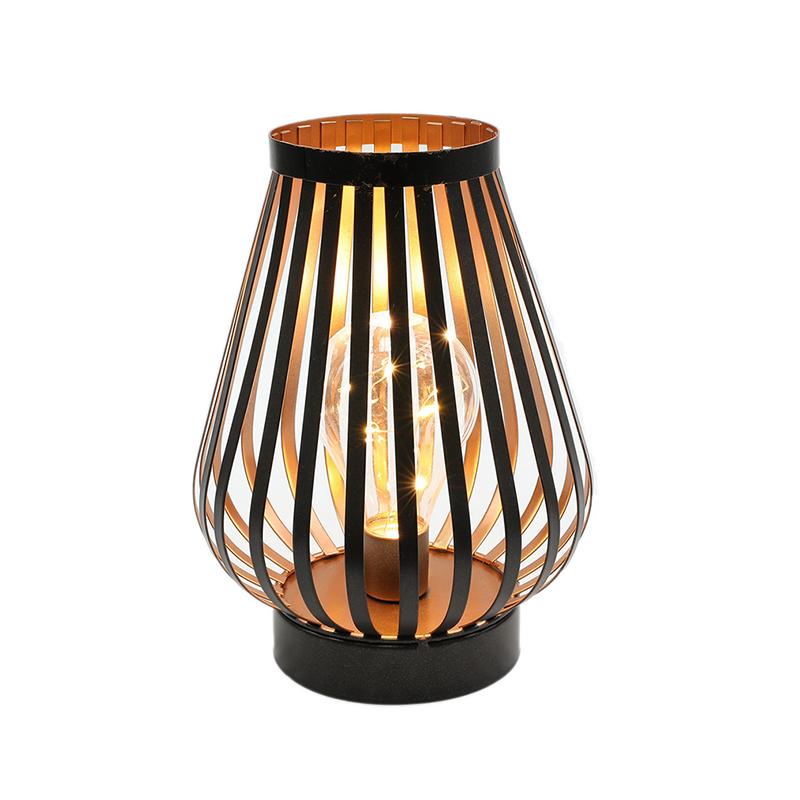 Metal Cage Candle Holder Lantern LED Battery Powered Table Lamp with LED Edsion Style Bulb for Wedding Party Home Decor
