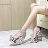 Fashion Summer New Sexy Shaped Wedge Heel 14.5CM Women's Shoes Rhinestone Platform High Heels Party Club Model Strippers Show Sandals