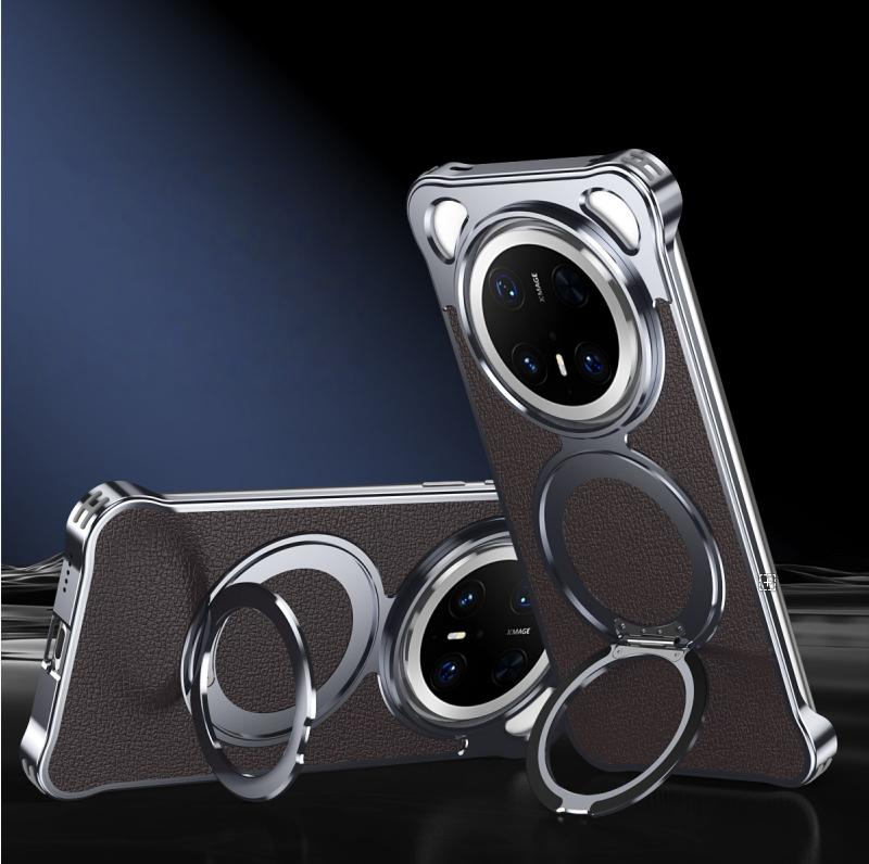 

Luxury Metal Genuine Leather Lychee Texture Case For Huawei Mate 70 60 Pro Plus Magnetic 360° Rotating Ring Bracket Cover Genuine Leather&Huawei Mate 60 белый